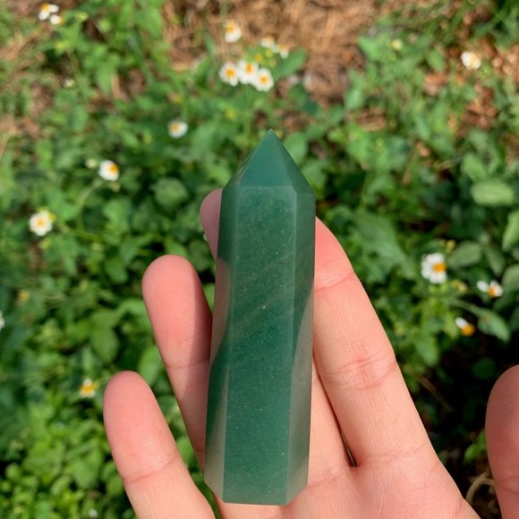 3'' Aventurine Quartz Point Obelisk Natural Green Crystal Wand Tower Decoration - Picture 5 of 5
